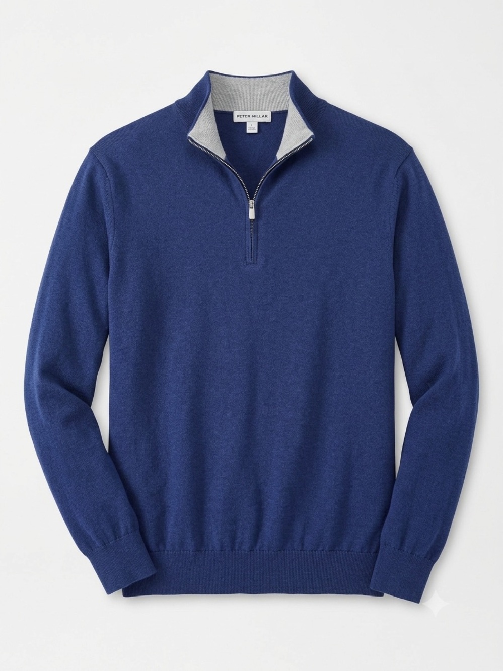 Peter Millar Men's Quarter Zip Sweater Blue - Size Large - Cotton Silk Blend